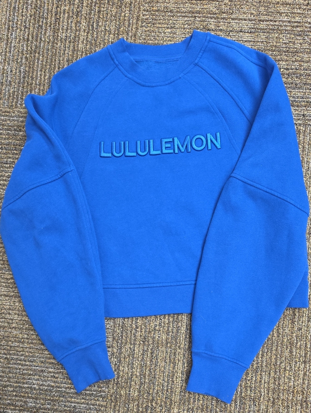 Lululemon Scuba Pullover Embroidered Logo Crewneck Sweater, Galactic Blue, XS/S